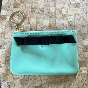 Kate Spade Mint Green Pouch with Gold Keychain